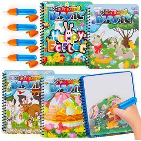 ArtCreativity Easter Magic Water Coloring Books for Toddlers - 4 Pack - Reusable Paint Books with Water Pen for Kids Ages 1 2 3 4 - Mess Free Water Art Books - Stocking Stuffers for Toddlers