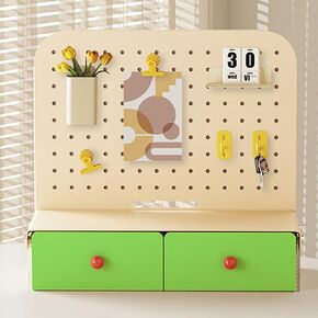 Desk Board Organizer, Desk Mounted Desktop Organizer with Storage Drawers and Accessories, Easy to Assemble (Green)