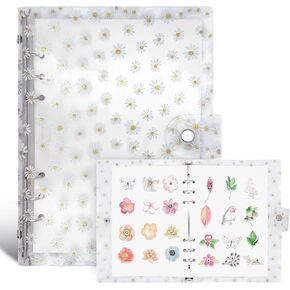 Reusable Sticker Book Collecting Album Sticker Storage Organizer Binder A5 Sticker Collection Book with Blank Release Paper Sticker Keeper Holder Notebook for Collecting Sticker (Daisy)