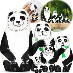 AEVVV Panda Nesting Dolls Set of 5 pcs - Panda Bear Gifts for Girls - Panda Decor - Matryoshka Dolls with Panda Figurines