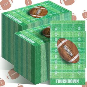 Fuutreo 200 Pcs Football Party Napkins 2 Ply Football Guest Napkins Disposable paper Dinner Hand Towel for Game Day Birthday Party Supplies