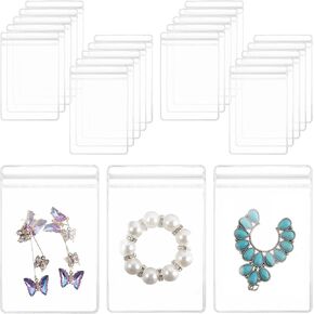 40pcs Anti Tarnish Jewelry Bags,Small Plastic Bags for Jewelry,3.2 X 4.7In Resealable Bags,PVC Clear Jewelry Bags,Small Plastic Bags for Pills Jewelry Earrings Rings Necklaces Gift for Women