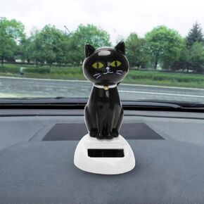 Black Solar Cat Toy Doll Dancing Cat Figure Car Ornament, Ornaments Solar Powered Car Dashboard Interior Decoration Window Desktop Decor, Party Car Desk Home, Learning and Education, Cat Dancer