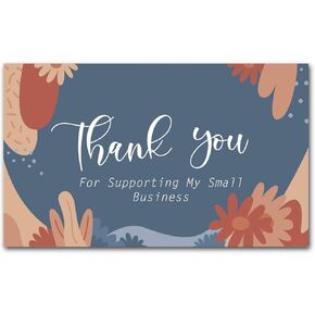 Thank You for Supporting My Small Business Cards (3.5 x 2 Inches), Custom Thank You Cards for Online, Retail Store, Handmade Goods, Customer Package Inserts (120 cards, Navy Blue)