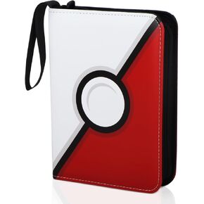 VCISPOK Red-White Card Binder with 50 Removable Pages, Faux Leather Material, 400 Card Capacity