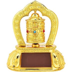 Health Gear Prayer Wheel, Car Prayer Wheel, Buddhist Prayer Wheel with Electroplating Process, Solar Energy Prayer Wheel for Car, Home, Office Interior Decoration