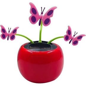 Red Fashion Solar Powered Dancing Flower Toy Office Desk Car Decor Funny Electric Toy for Kids Sunflower Beetle Car Accessories Nice Car Windowsill Decoration Dashboard Office Home Decor(ZS411)