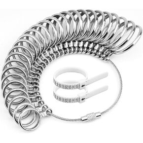 JAZORR Ring Sizer Measuring Tool Kit, 27 PCS Premium Ring Measurement Tool, US Ring Size 0-13 with Half Size, 2 PCS Finger Ring Sizing Measure Gauge with 1-17 USA Rings Size, White