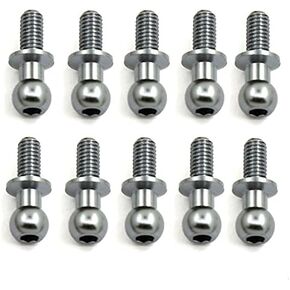 10pcs Shock Absorbers Ball Mounts,M3 Ball Head Screws,Fasteners Fixing Spherical Bolts for Tamiya TT01 TT02 Sakura D5 1/10 RC Drift Car Spare Parts Universal (Silver)