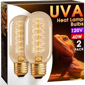Briignite Heat Emitter for Reptiles, 40W Heat Lamp Bulb, Reptile Heat Bulbs, Incandescent Light Bulbs Heat Lamp for Amphibian Pet, Heat Bulb for Bearded Dragon Snake Lizard Turtle, 2 Pack