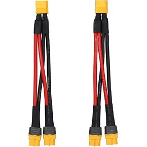 2pcs XT60 Splitter Cable, 12AWG Silicone Insulated Wire - Y Parallel Connector (1 Female to 2 Male) for Drone, FPV, RC Battery, Solar Panels