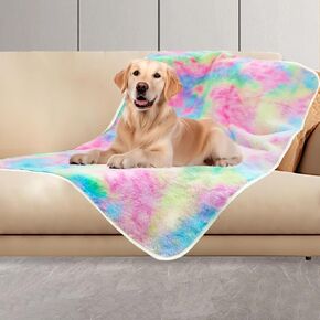 Waterproof Dog Blanket Washable Double Sided Pet Blankets for Bed Couch Cover Protector, Flannel Puppy Blanket Soft Plush Reversible Throw Blanket for Dog Puppy Cat (42"×30")
