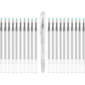 Heat Erasable Fabric Pen with 20 Refills for Tailors Sewing, Quilting, Crafts And Dressmaking Disappearing Ink, White