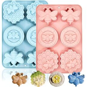 2 Pack Bee Soap Molds,Silicone Molds 12 Cavity Soap Molds for Soap Making Great for Handmade Soap, Lotion Bars,Beeswax,Chocolate
