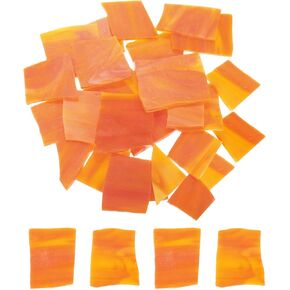 MECCANIXITY 200g Glass Mosaic Tiles for Craft, Stained Glass Mosaic Tiles Bulk for Craft DIY Hobbies Art Project Orange Series
