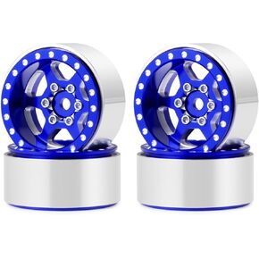 RCHUBAM 1.0" Plus RC Beadlock Wheels TRX4M SCX24 4Pcs Aluminum 1.1" Wheel Rims for 1/18 TRX4M 1/24 SCX24 Gladiator Deadbolt Bronco C10 JLU RC Crawler Car #A (Blue)