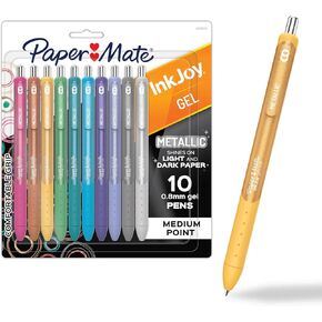 Paper Mate InkJoy Gel Pens, Metallic Pens, Retractable, Medium Point, (0.8mm) Assorted Colors, 10 Count
