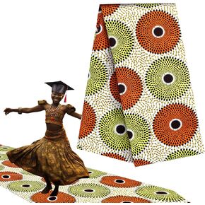 Mindsoft 6 Yard African Fabric Ankara Fabric Kente Cloth Fabric Traditional Liberian Graduation Walk Ankara Polyester Wax Prints Fabric for Graduation Ceremony of 2025(Classic Style)