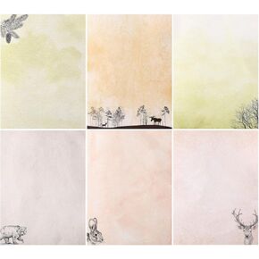 60 Sheets Stationary Writing Paper with 6 Forest and Animals Styles Writing Stationary Papers Letter Double Sided, 8.5 x 11 Inch