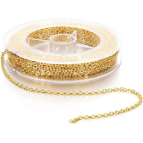 32.8ft Gold Chain Jewelry Making,Gold Chain for Jewelry Making,2mm Gold Filled Chain for Jewelry Making with Lobster Clasps & Jump Rings,DIY Craft Chain Jewelry Making Supplies