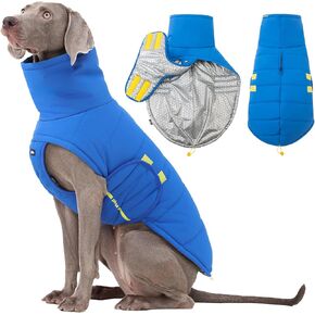 PINA Dog Winter Coat, Dog Winter Jacket with Cutting-Edge Graphene Lining, Warm Dog Coat with Velcro, Color-Blocking Print Dog Winter Vest for Large Dog