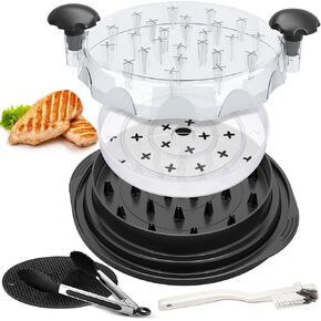 Chicken Shredder Tool Twist Large Breast Shredder with Heat Resistant Tong, Cleaning Brush, Silicone Mat & Plate | Meat Shredder Tool Twist, Anti-Slip Strip, Ergonomic Handle | Shred Chicken, Beef