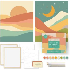 Couples Painting Kit Date Night – Easy Paint by Numbers Kit for Adults, At-Home Date Night Kit, Romantic Anniversary for Him & Her, Romantic Couples Gifts, Paint and Sip Kit for Adults