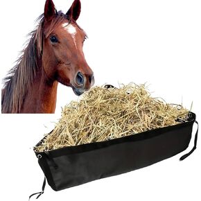 Horse Corner Feeder Construct,Large Capacity Hay Bag for Horse,GoatsDeep Corner Hay Bag, for Horse Trailer Stall,Black