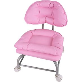 Rolling Stool with Back Rest Roller Chair Heavy Duty Rolling Stools with Wheels for Home Office Garage Mechanic Flooring Cleaning Shop Pink