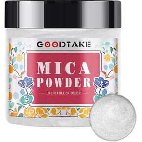 GOODTAKE White Mica Powder | Resin Color Pigment | Resin Dye | Mica for Soap Making, Resin, Candle Making, Bath Bomb, Slime, Nail Polish, Eye Shadow - Pure Mica Powders (White, 2 oz)