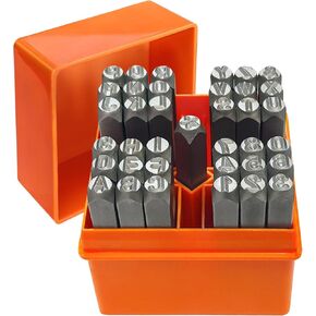 BELLOYON 37Pcs Number and Letter Stamp Set, Metal Letter Punch Set 1/4 (6mm), Metal Stamping kit for Imprinting Metal, Plastic, Wood, Leather (A-Z & 0-9 + Stars)