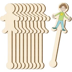 Lesnala 100pcs الأشخاص الخشبيين على شكل حرفة من أجل اللوحين DIY Project Project Making Classroom Home Arts Decoration Supplies 5.3 × 1.6inch