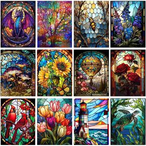 Mystara 12 Pack Rose Diamond Art Kits for Adults,Flower Floral Diamond Painting Set for Gift Home Wall Decor - 5D DIY Craft Kit with Diamonds(12x16inch)