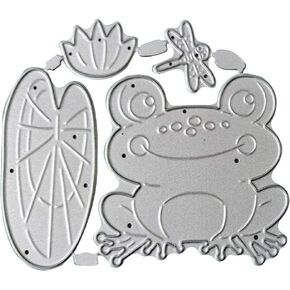 Frog Die Cuts for Card Making,Scrapbooking Die-Cuts, Dies for Card Making,Lotus Leaf Metal Cutting Dies Congratulations Die Cuts Embossing Stencils Template for DIY Scrap-Booking Decor Blessing Card