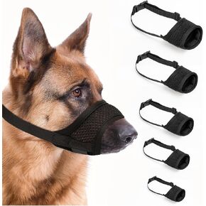 5 Pack Dog Muzzle, Soft Muzzle for Small Medium Large Sized Dog to Anti & Prevent Biting Barking Chewing, Soft Grooming Muzzle for German Shepherd with Adjustable Strap,(Black,S,M,L,XL,XXL)