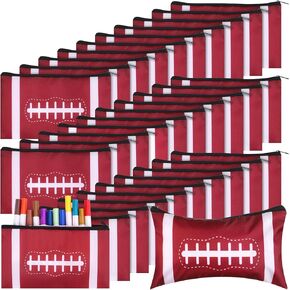 30 PCS Football Pencil Bags Sports Football Pencling Pances Ball Ball Zipper Facs لتنظيم حجم قلم رصاص محمولة بشكل كبير للطلاب على طلاب المدارس المدرسية ذات الطابع الرياضي.