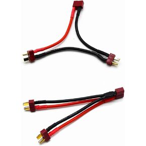 1 Pair T Plug Series Serial Connector and Deans T Parallel Y-Harness Adapter with 12awg 10cm Silicone Wire 1 Female to 2 Male Connectors for RC Lipo Battery Connection