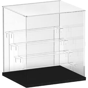 Choowin 5 Tier Clear Acrylic Display Case for Collectibles Mini Figures Pop Mart Labubu Sonny Angel Smiski, Assemble Dustproof Display Box with Door Display Stand(Black Base Step)
