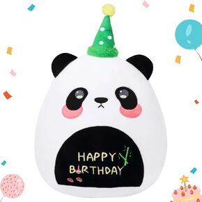 12" Birthday Panda Plush Pillow Happy Birthday Panda Pillow Cute Panda Plush Toy Soft Panda Stuffed Animal Birthday Gifts for Kids