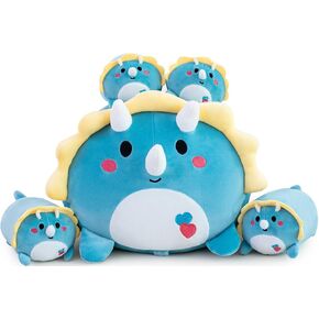 Siamese Cat Plush Stuffed Animals with 4 Kitties Plushies,16" Soft Jumbo Pillow Gifts for Kids Him Her Girlfriend Boyfriend