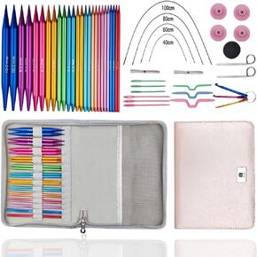 Yarniss 13 Pairs of Circular Knitting Needles Set 3.0mm~10.0mm, Round Knitting Needle with Interchangeable Cable