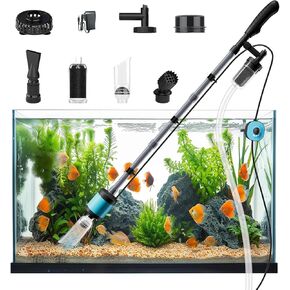 Electric Aquarium Vacuum Gravel Cleaner, 729GPH /15W 6 in 1 Upgraded Variable Frequency Motor Automatic Fish Tank Gravel Cleaner Vacuum for Wash Sand& Water Changer
