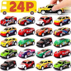 AZEN 24 Pcs Pull Back Cars Party Favors for Kids 4-8 8-12, Mini Vehicles Toy Bulk, Party Favor Race Cars Toys, Goodie Bag Stuffers for Birthday Party
