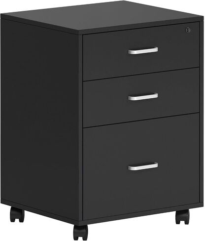 Need 3 Drawer Wood Mobile File Cabinet with Lock,Rolling Filing Cabinet for Letter/A4 Size for Home Office,White,10CZLXFC04WT-ND-XIN in Saudi Arabia