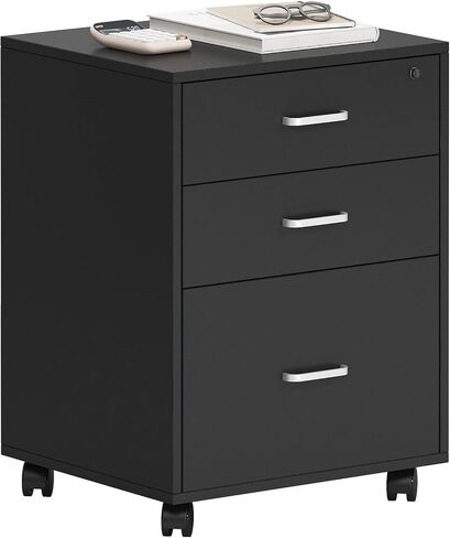 Need 3 Drawer Wood Mobile File Cabinet with Lock,Rolling Filing Cabinet for Letter/A4 Size for Home Office,White,10CZLXFC04WT-ND-XIN in Saudi Arabia