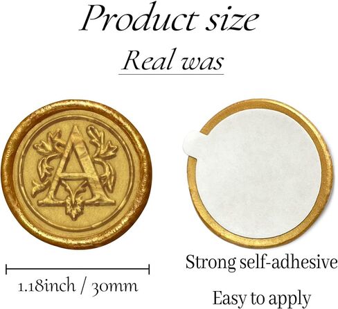 25Pcs Gold Wax Seal Stickers Handmade Envelope Seals Self Adhesive Letter Wax Stickers for Wedding Party Invitations, Envelope, Gift Wrap, Christmas(Initial A, Gold Wax) in Saudi Arabia