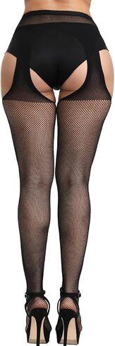 Kikoroco Women's Garter Belt Fishnet Tights Stockings High Waisted Suspender Pantyhose 4 Pairs in Saudi Arabia