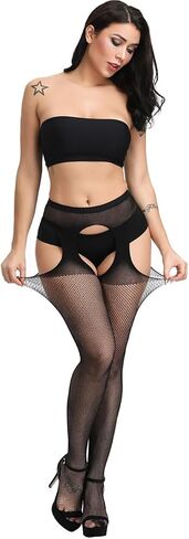 Kikoroco Women's Garter Belt Fishnet Tights Stockings High Waisted Suspender Pantyhose 4 Pairs in Saudi Arabia