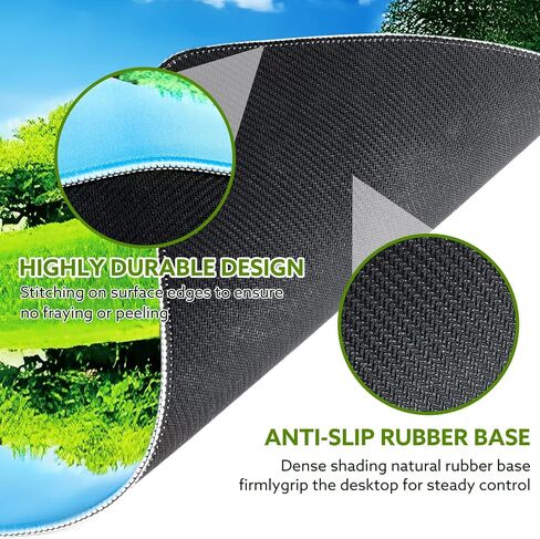 Gaming Mouse Pad Green Eye Protection Desk Pad Set 31.5 x 13 Inch Large Mouse Pads for Desk Non-Slip Rubber Base, Sewn Edge Desk Mat for Desk Decor Desktop Protector Mat (Mirror Image House) in Kuwait