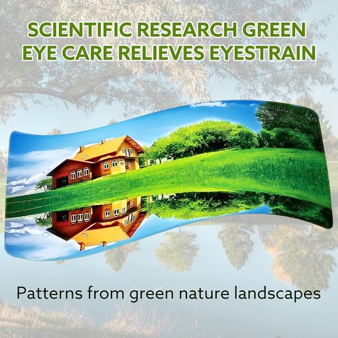 Gaming Mouse Pad Green Eye Protection Desk Pad Set 31.5 x 13 Inch Large Mouse Pads for Desk Non-Slip Rubber Base, Sewn Edge Desk Mat for Desk Decor Desktop Protector Mat (Mirror Image House) in Kuwait